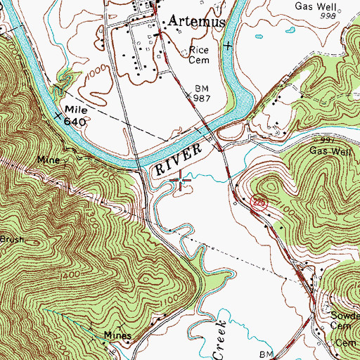 Topographic Map of Gregory Branch, KY