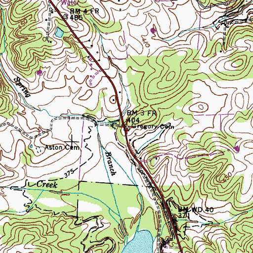 Topographic Map of Gregory Cemetery, KY