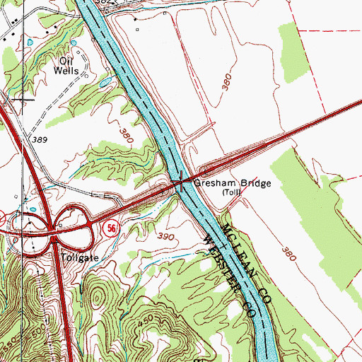 Topographic Map of James Bethel Gresham Memorial Bridge, KY