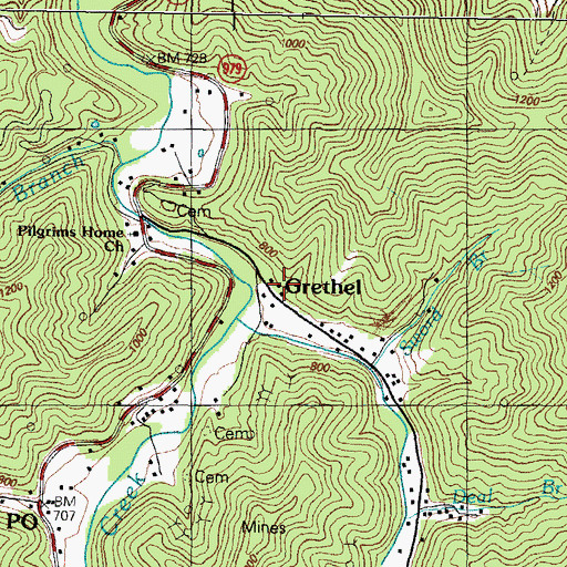 Topographic Map of Grethel, KY