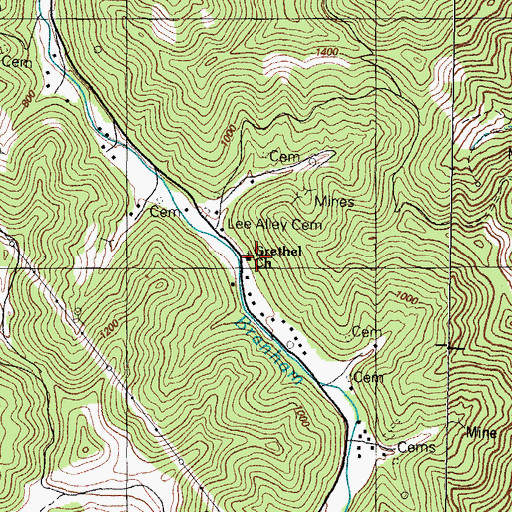 Topographic Map of Grethel Church, KY
