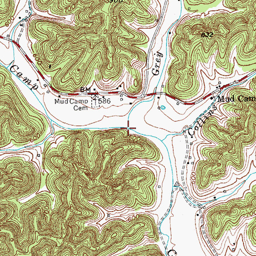 Topographic Map of Grey Branch, KY