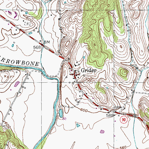 Topographic Map of Grider, KY