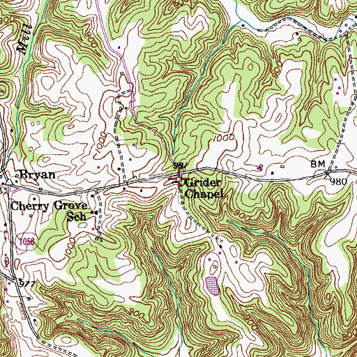 Topographic Map of Grider Chapel, KY