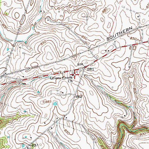 Topographic Map of Griers Creek Church, KY