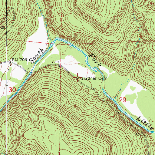 Topographic Map of Gardner Cemetery, AR
