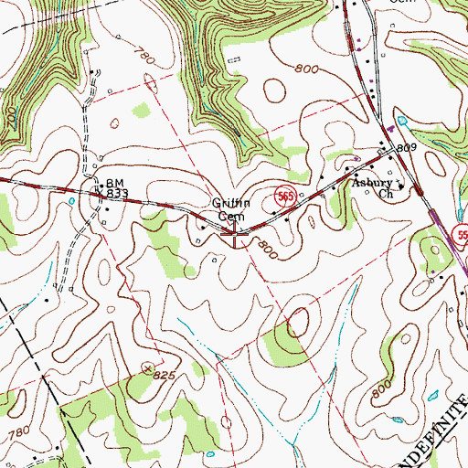 Topographic Map of Griffin Cemetery, KY