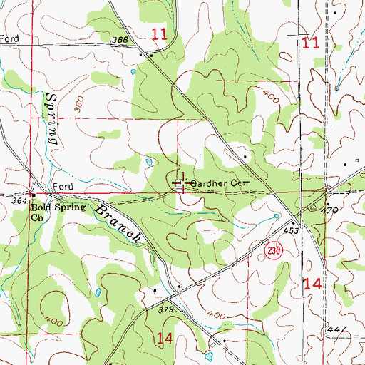 Topographic Map of Gardner Cemetery, AR