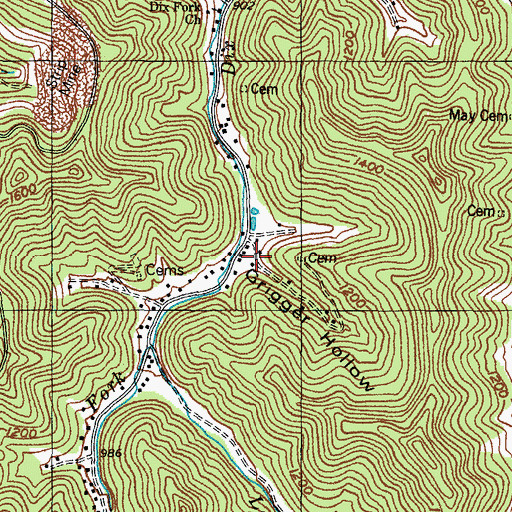 Topographic Map of Grigger Hollow, KY