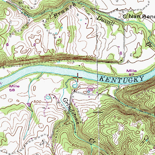 Topographic Map of Grindstone Creek, KY