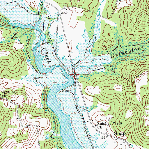 Topographic Map of Grindstone Fork, KY