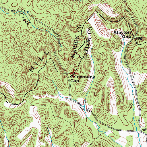 Topographic Map of Grindstone Gap, KY