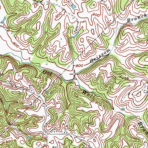 Topographic Map of Grissom Branch, KY