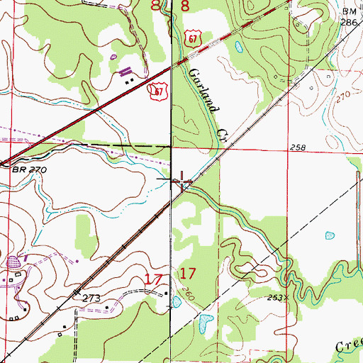 Topographic Map of Garland Creek, AR