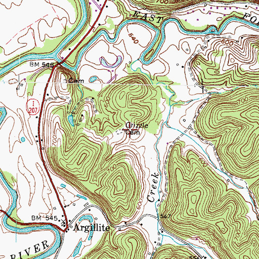 Topographic Map of Grizzle Cemetery, KY