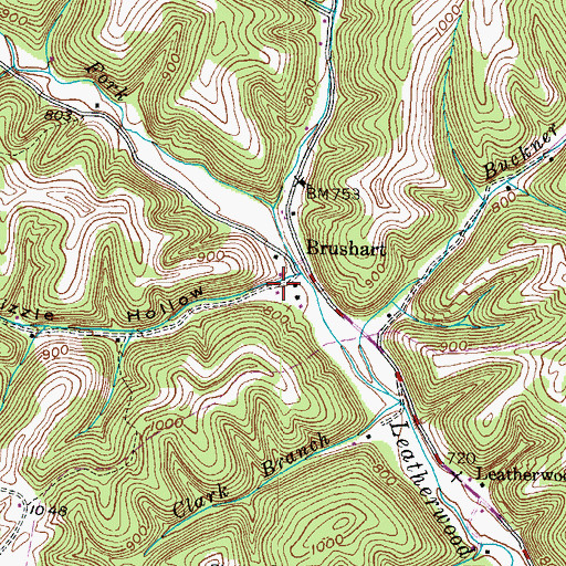 Topographic Map of Grizzle Hollow, KY