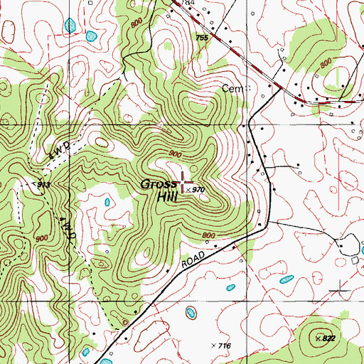 Topographic Map of Gross Hill, KY
