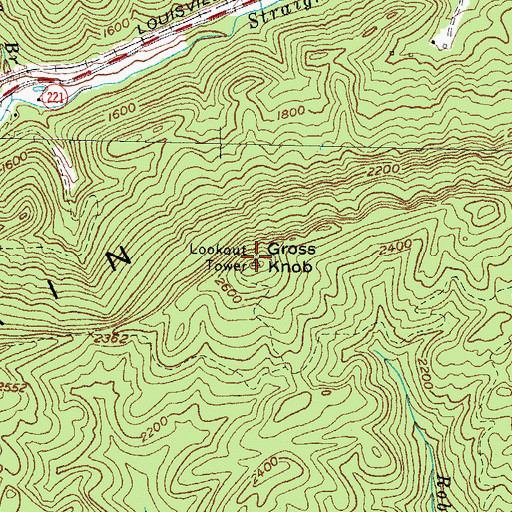 Topographic Map of Gross Knob, KY