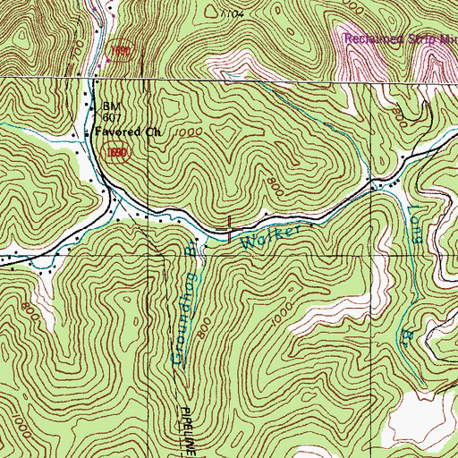 Topographic Map of Groundhog Branch, KY