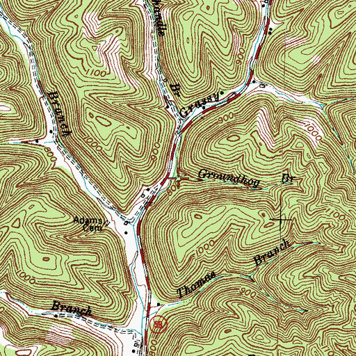 Topographic Map of Groundhog Branch, KY