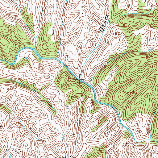 Topographic Map of Grove Branch, KY