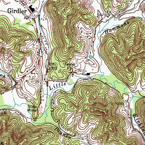 Topographic Map of Grove Church, KY