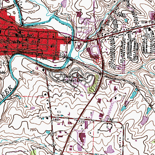 Topographic Map of Grove Hill Cemetery, KY