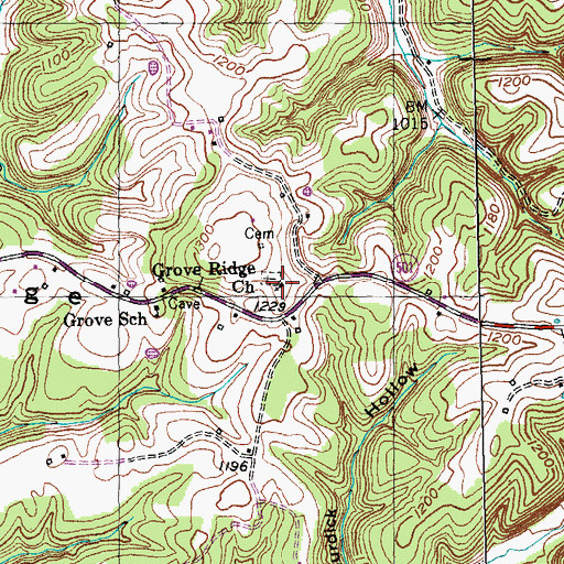 Topographic Map of Grove Ridge Baptist Church, KY
