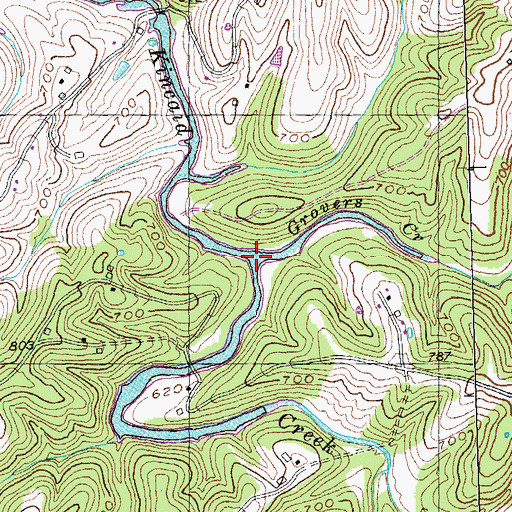 Topographic Map of Grovers Creek, KY