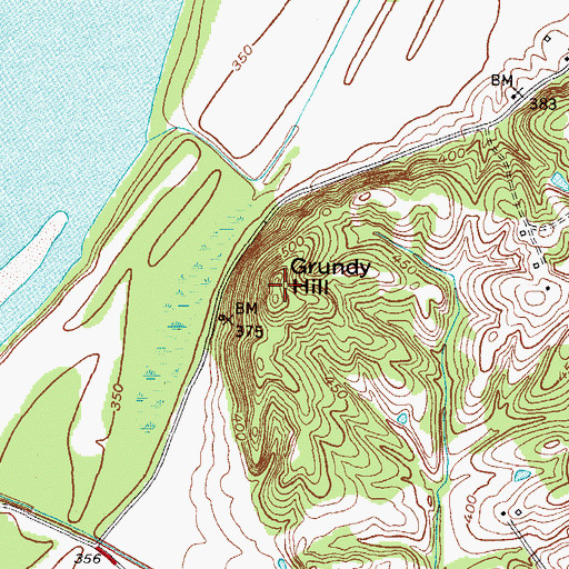 Topographic Map of Grundy Hill, KY
