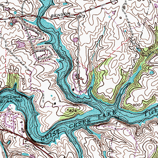 Topographic Map of Guist Creek Lake State Park, KY