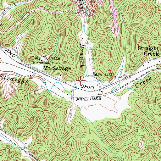 Topographic Map of Gum Branch, KY