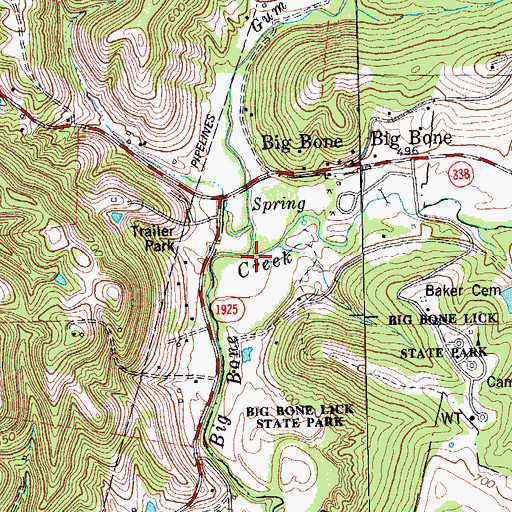 Topographic Map of Gum Branch, KY