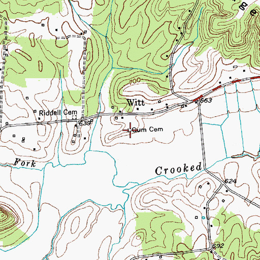Topographic Map of Gum Cemetery, KY