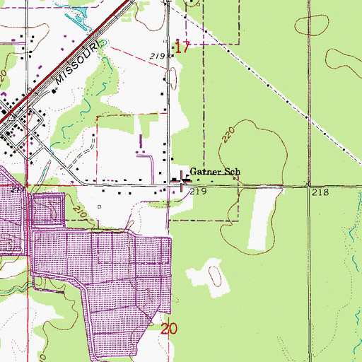 Topographic Map of Garner School, AR