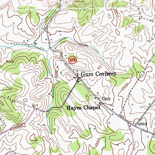 Topographic Map of Gum Corners, KY