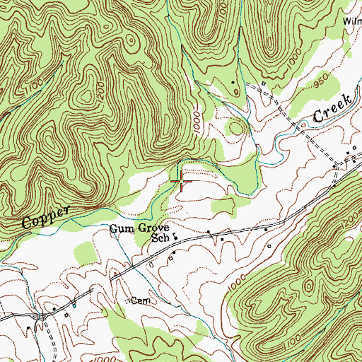 Topographic Map of Gum Grove School, KY
