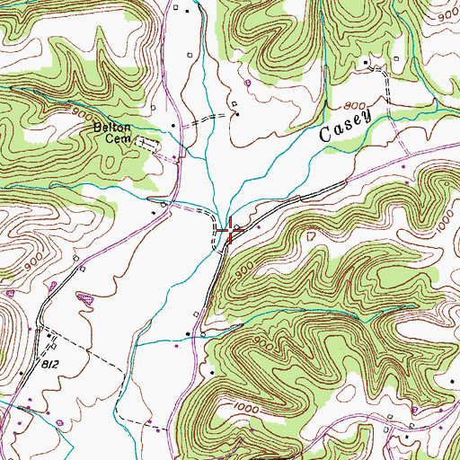 Topographic Map of Gum Lick Creek, KY