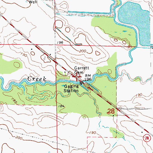 Topographic Map of Garrett Cemetery, AR