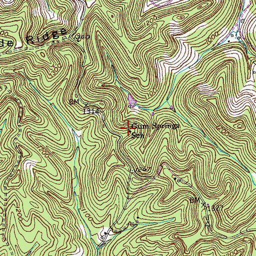 Topographic Map of Gum Springs School, KY