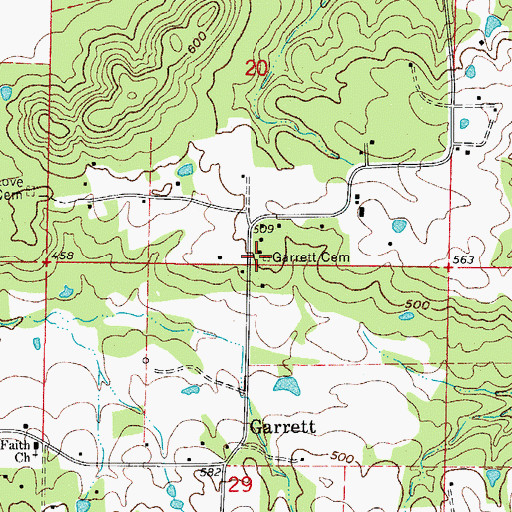 Topographic Map of Lewis Johnson Family Cemetery, AR