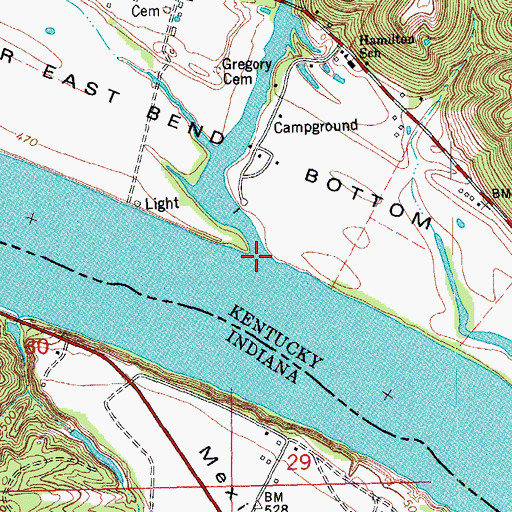Topographic Map of Gunpowder Creek, KY