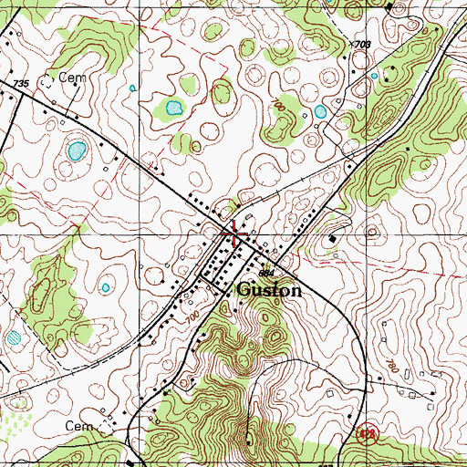 Topographic Map of Guston, KY