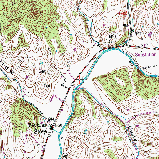 Topographic Map of Gusty Branch, KY