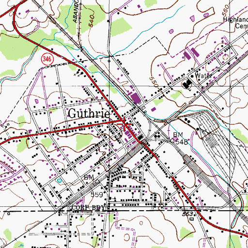 Topographic Map of Guthrie, KY