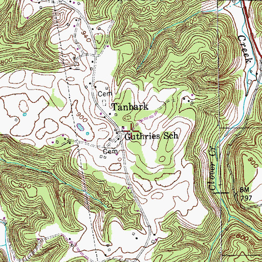 Topographic Map of Guthries School, KY