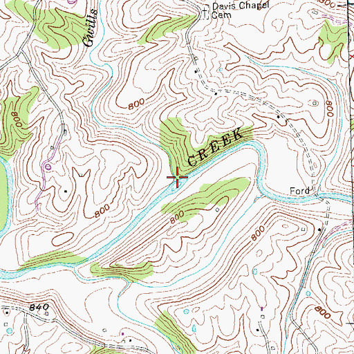 Topographic Map of Gwills Branch, KY