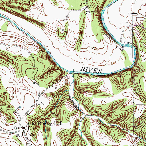Topographic Map of Gwinn Branch, KY