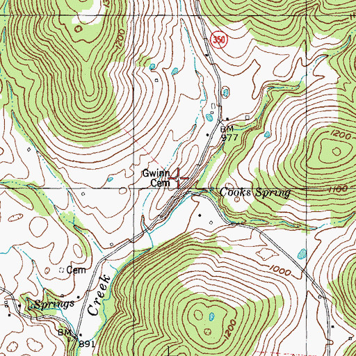 Topographic Map of Gwinn Cemetery, KY