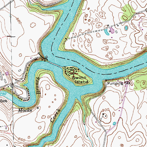 Topographic Map of Gwinn Island, KY